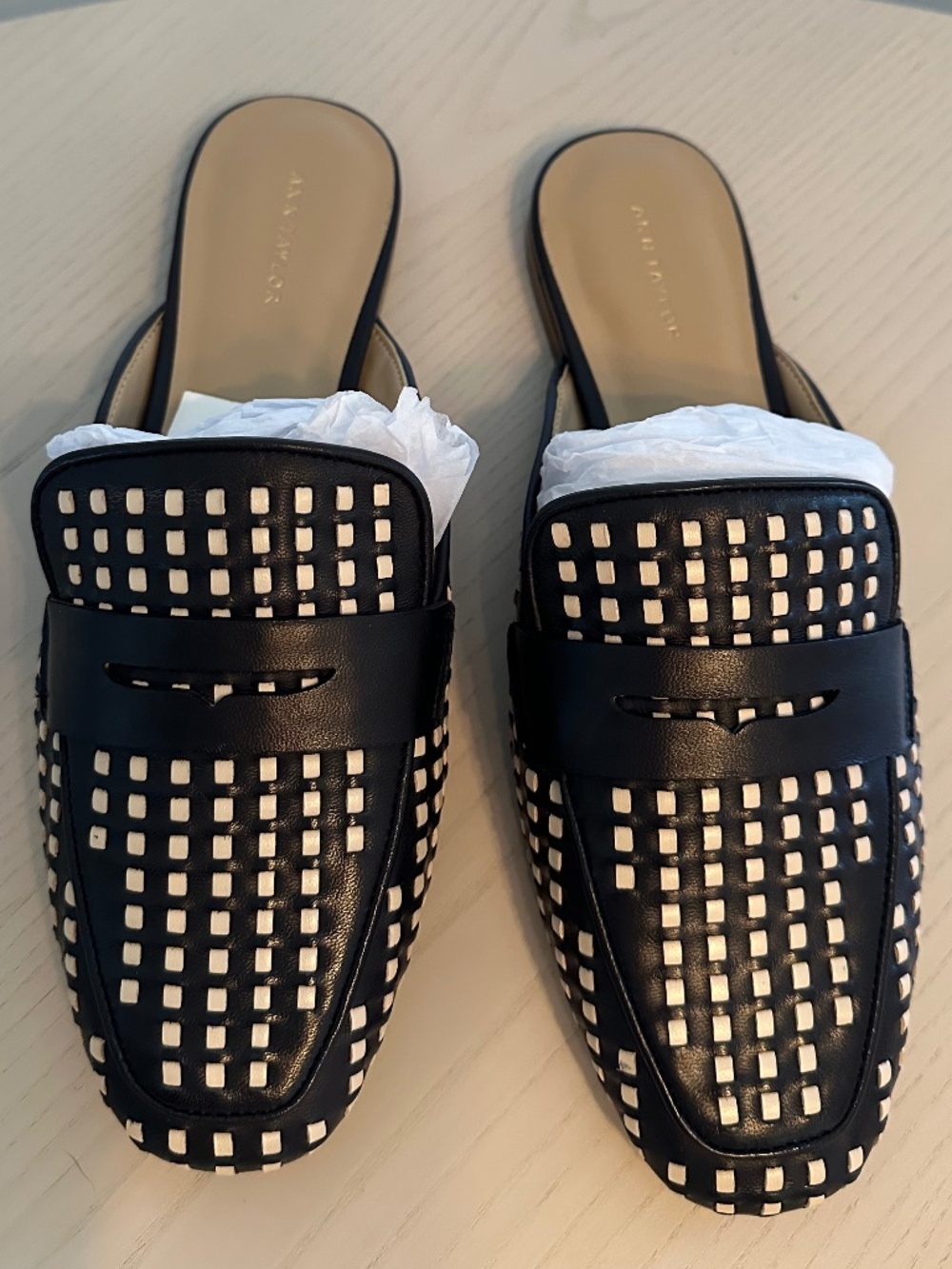 Ann Taylor Woven Leather Loafer Slide